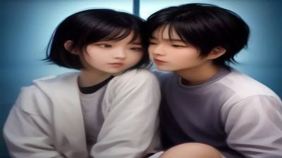 日系bl漫画风格示意，精致的黑白线稿画风，人物五官细腻，校园背景中两名男生对视的经典构图，情感细腻含蓄